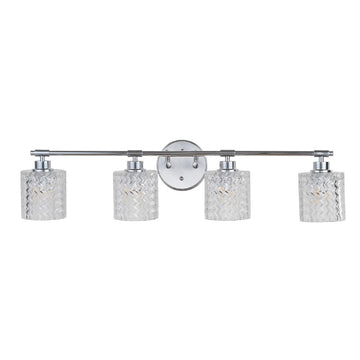 Spaulding Vintage Iron/Chevron Pattern Glass Farmhouse Cottage LED Vanity Light